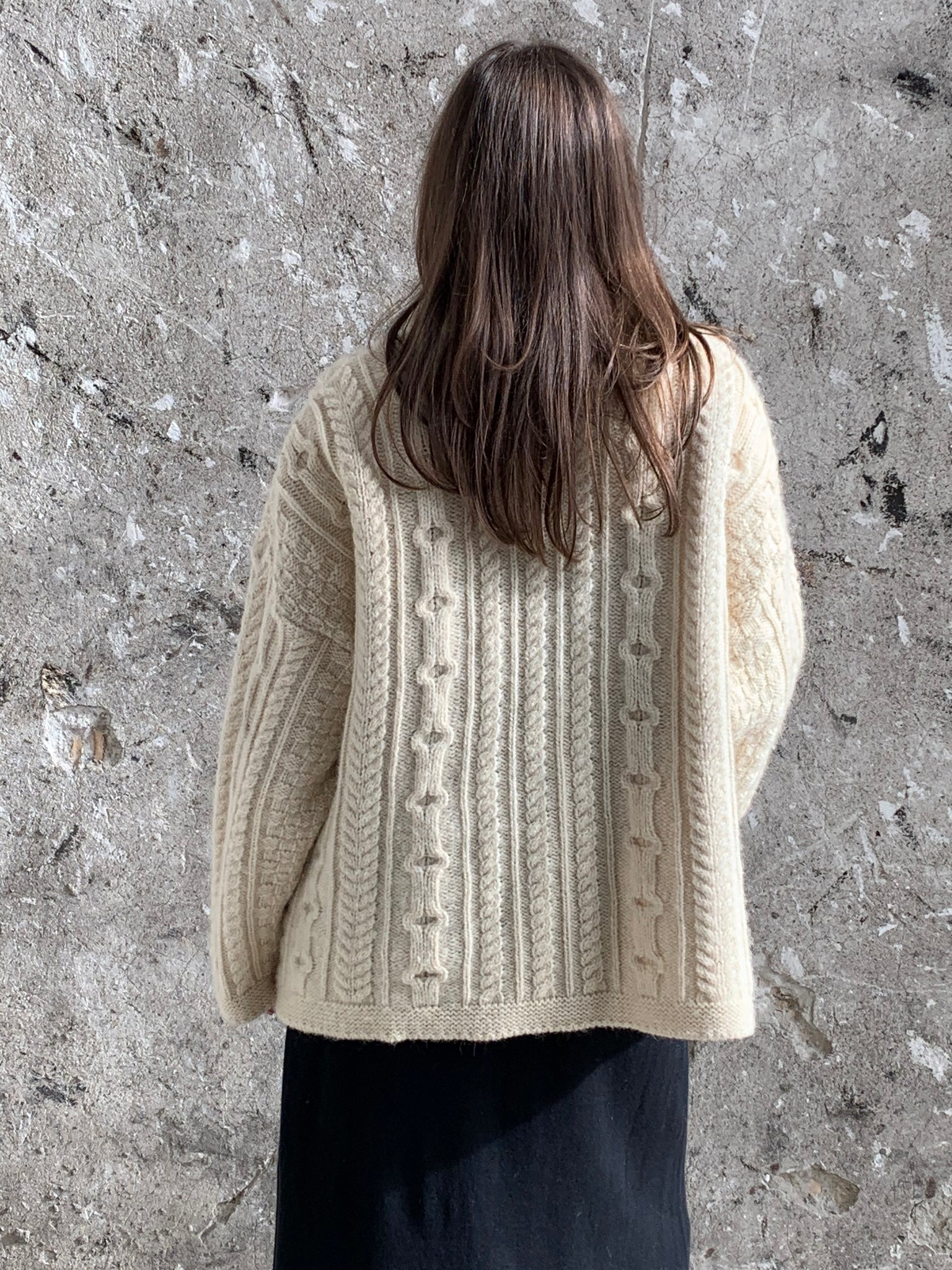 Aran cable knit sweater coat