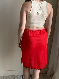 Red embroidered vintage slip skirt