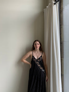 Black satin slip dress