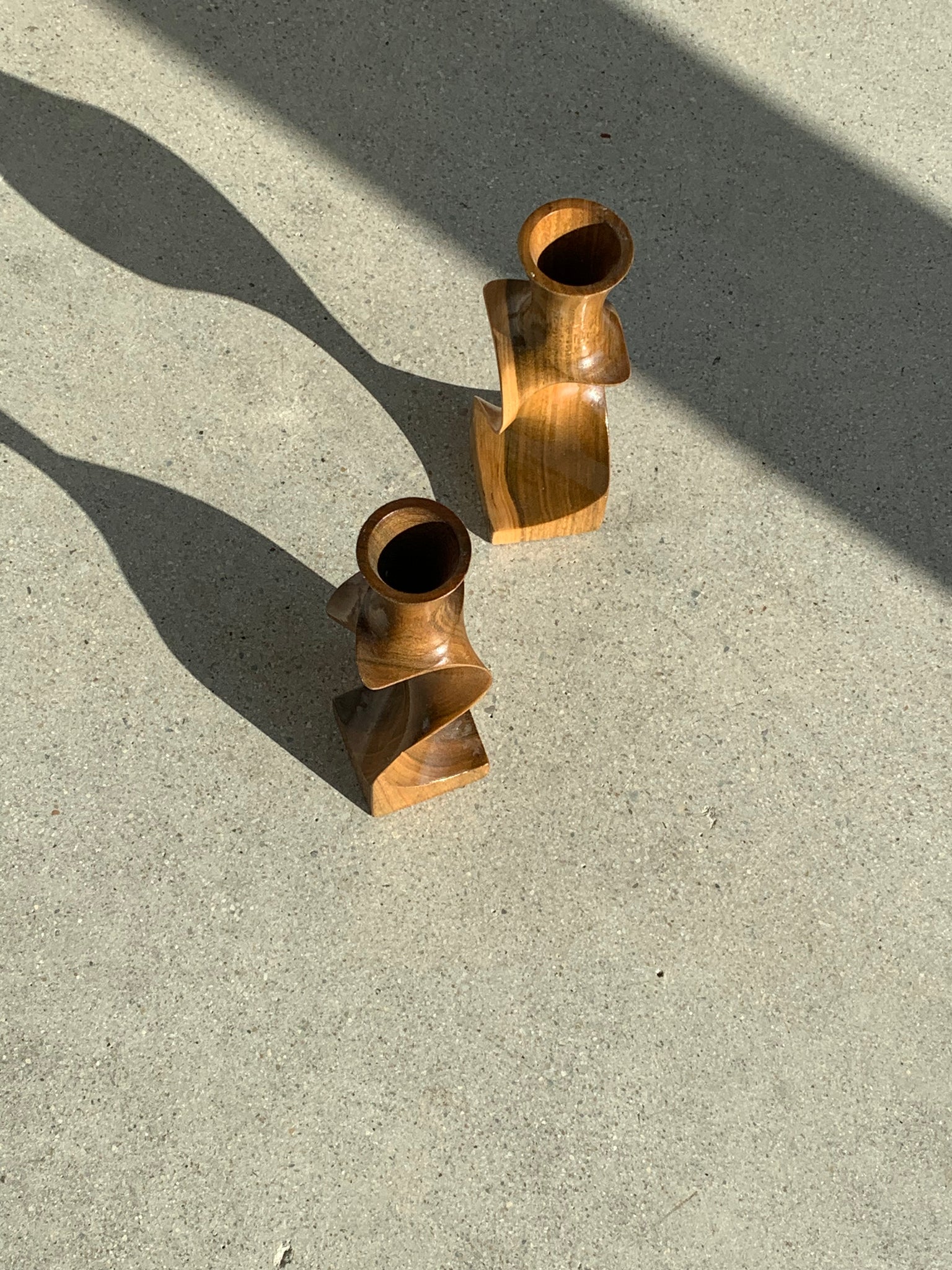 turned wood candlesticks