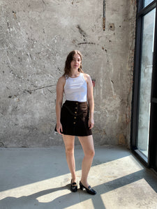 brown suede mini skirt