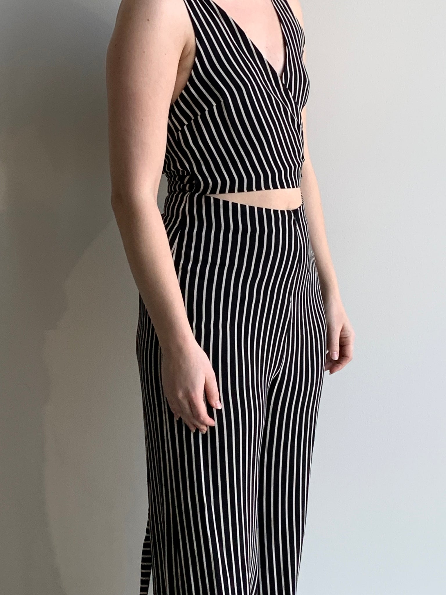 Reformation striped jumpsuit