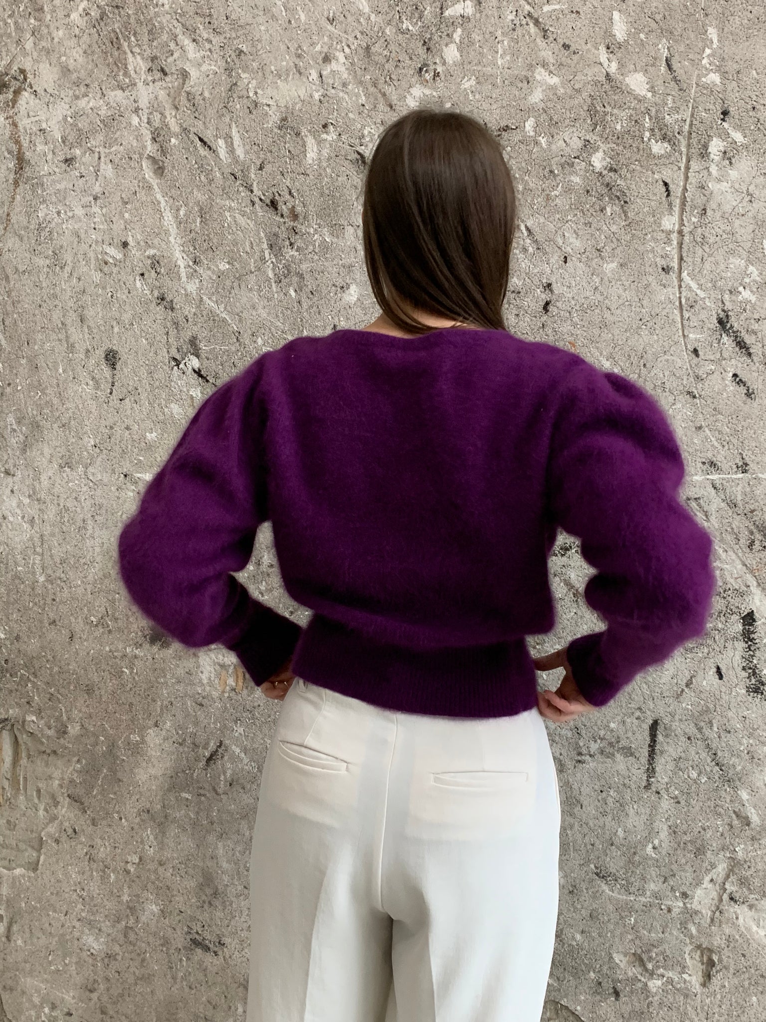 fuzzy purple sweater