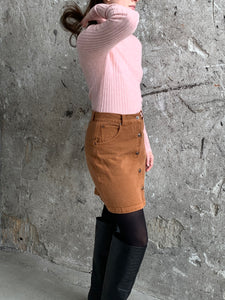 rust denim skirt