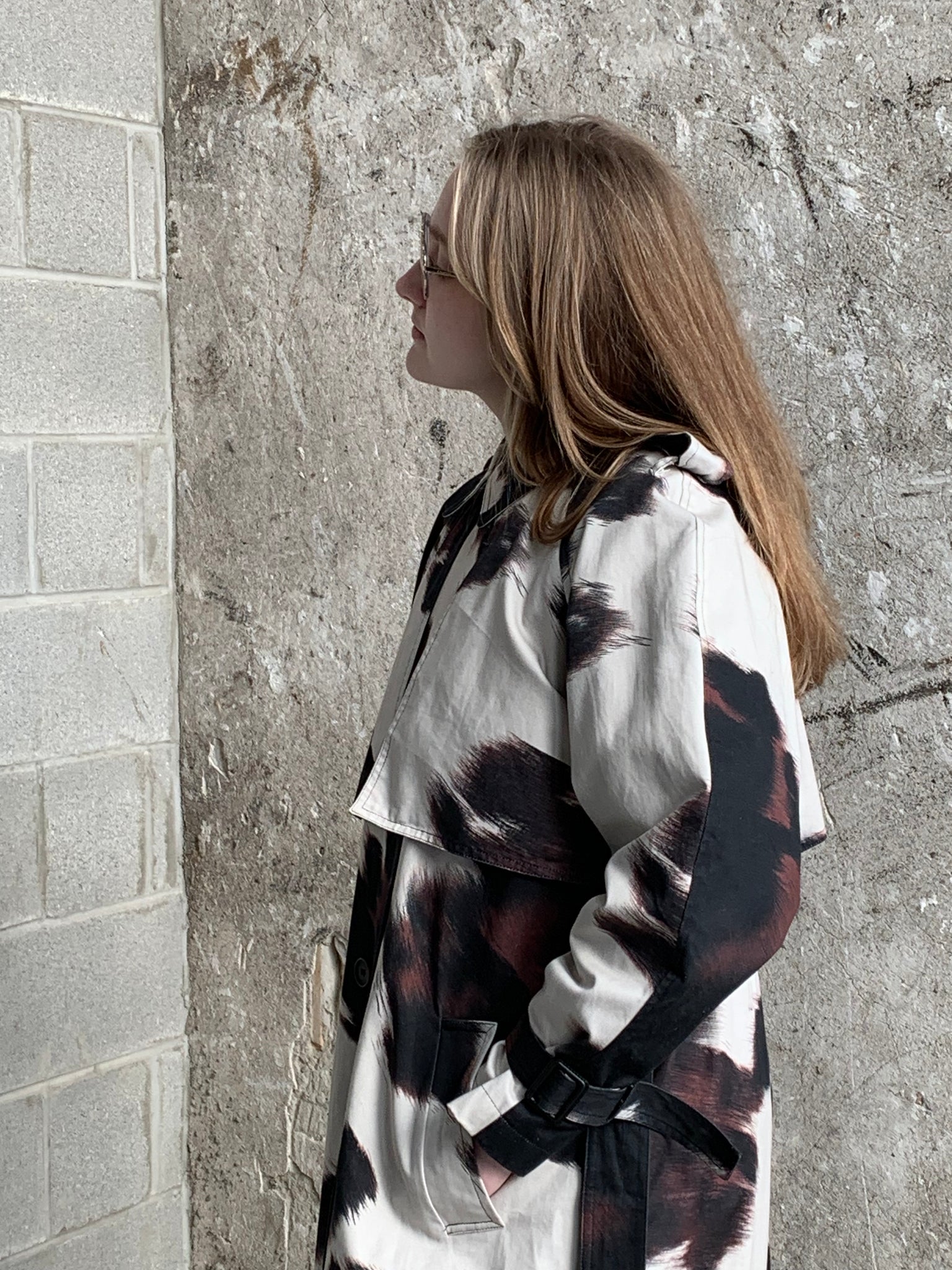 cow print trench coat