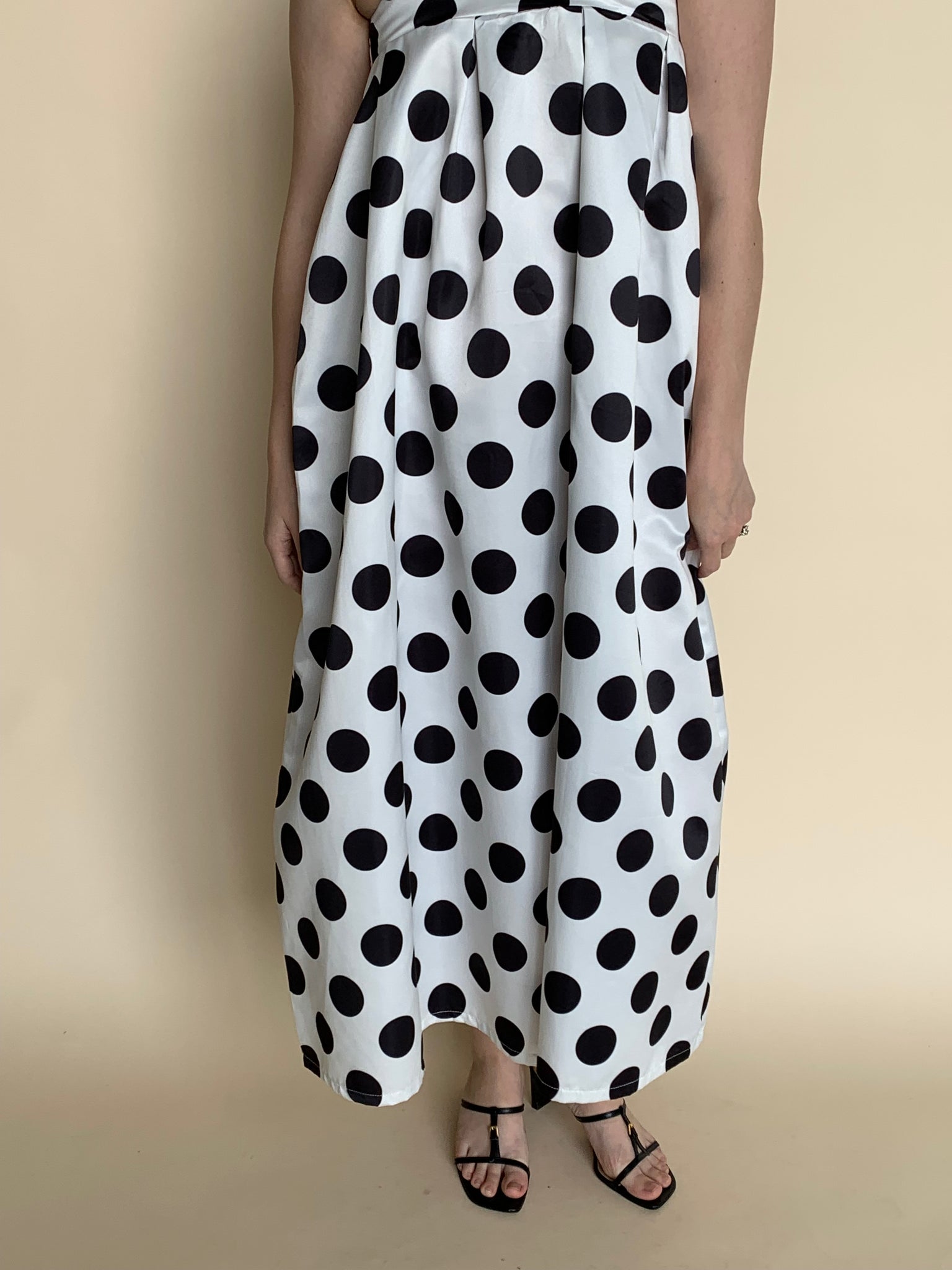 satin polka dot skirt dress