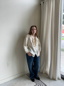 Linen ruffle blouse