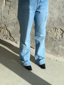 light blue bootcut jeans