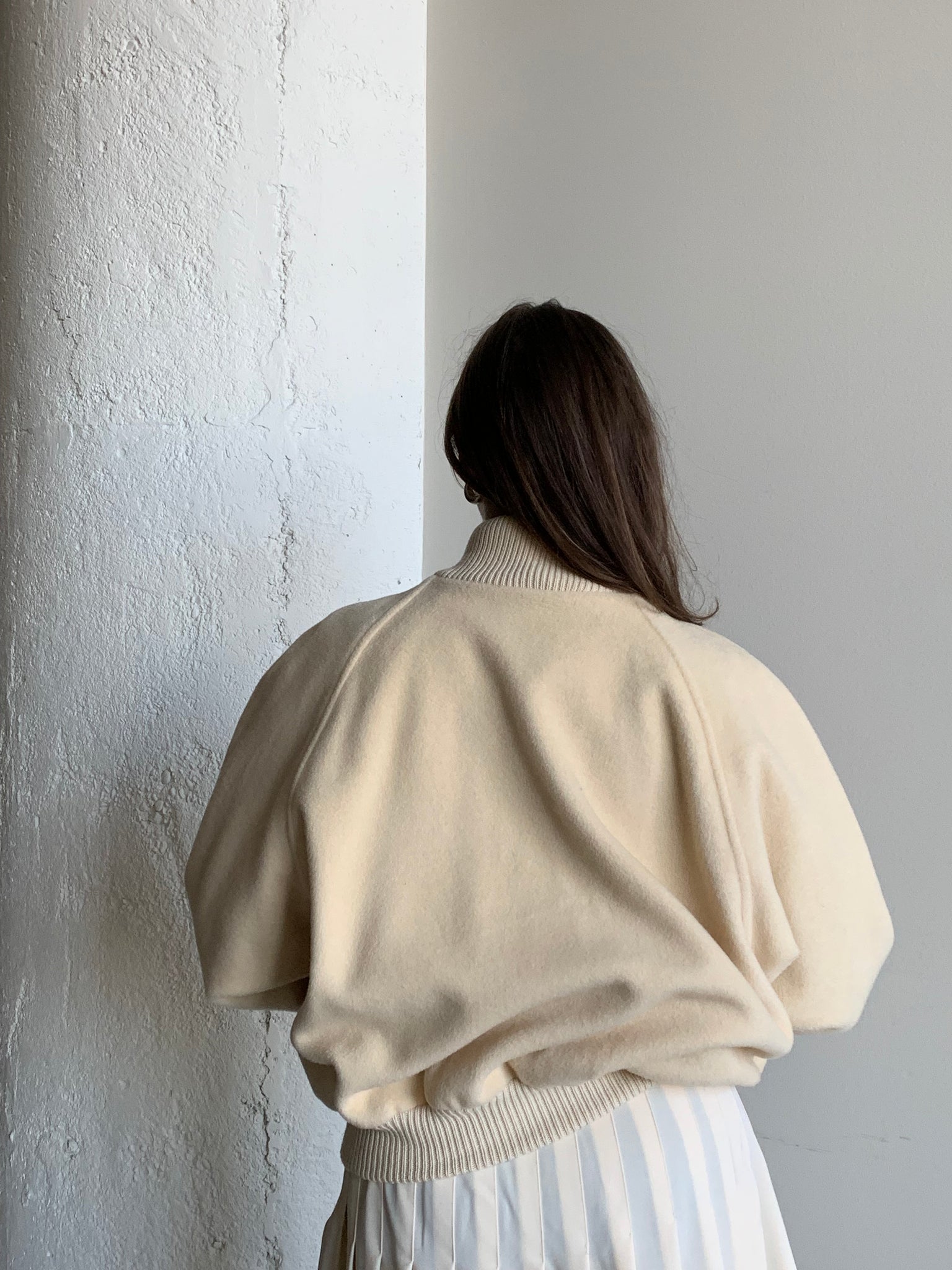 Cream cashmere bomber jacket