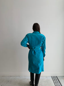 aqua suede jacket dress