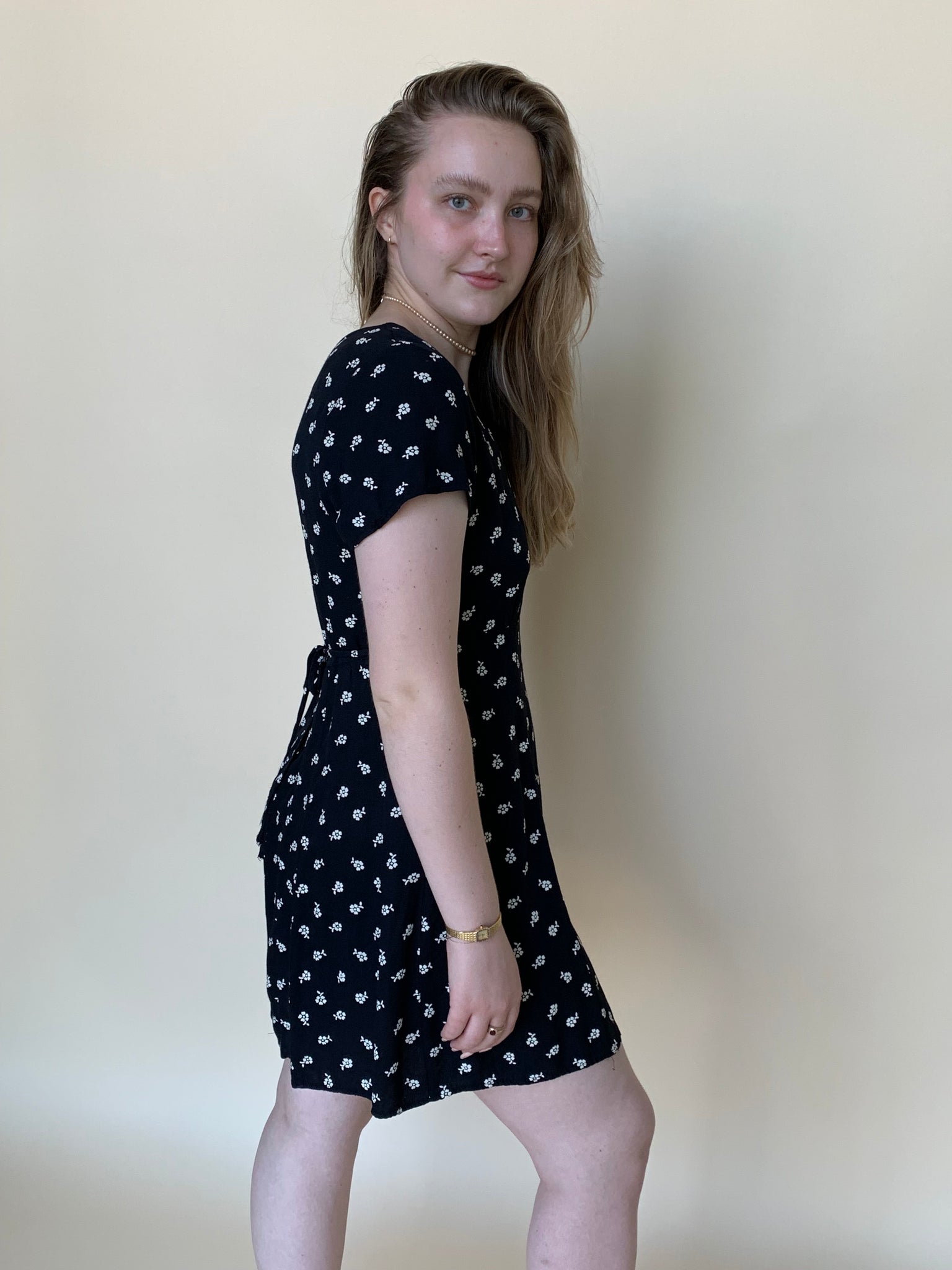 90s flower print mini dress