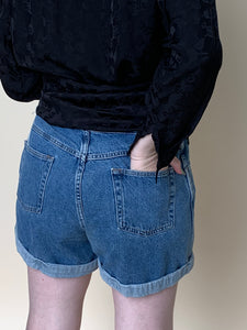 Cuffed denim shorts