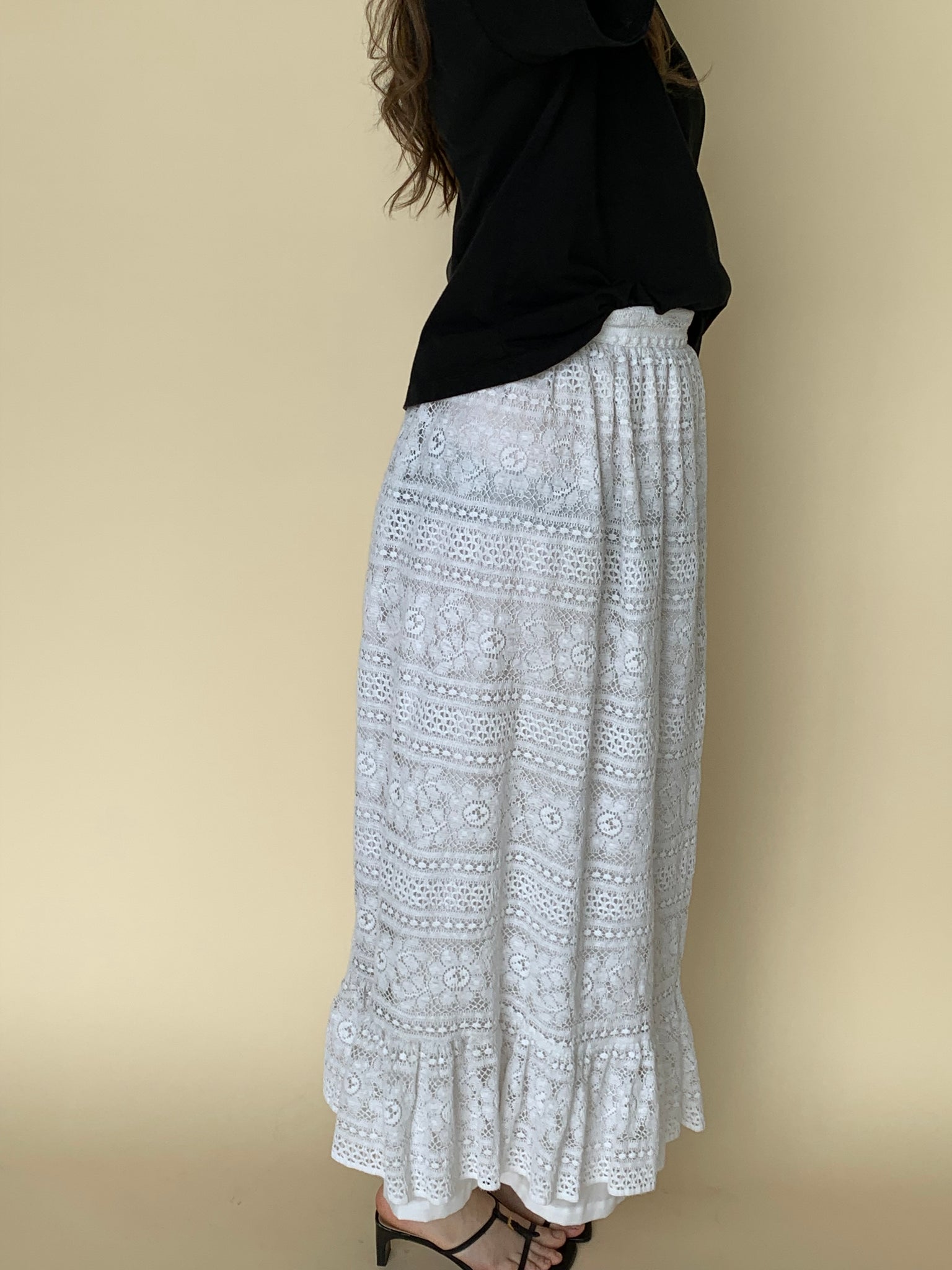 70s crochet midi skirt