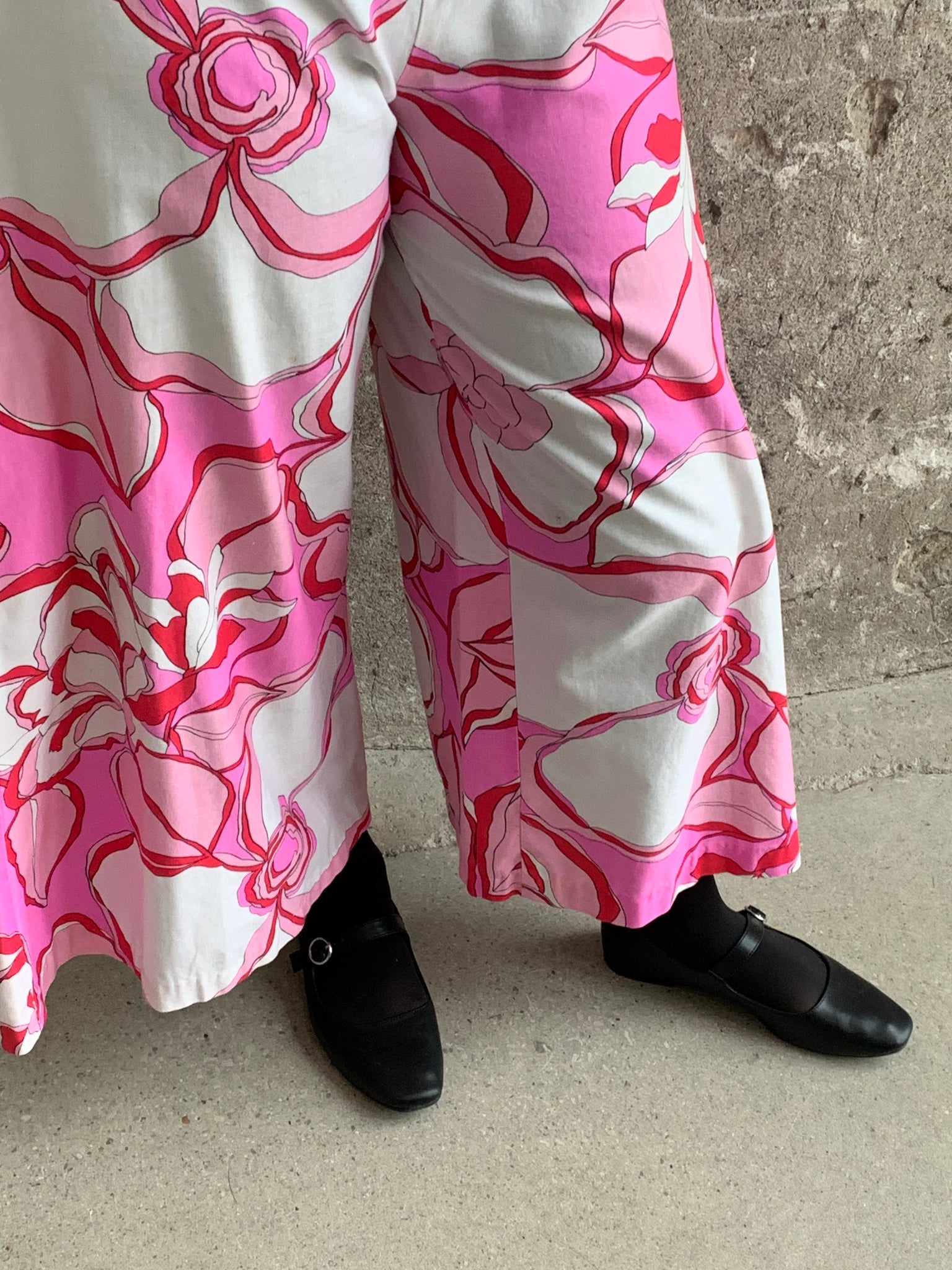 handmade floral wide leg pants