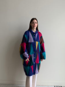 colorful fuzzy sweater coat