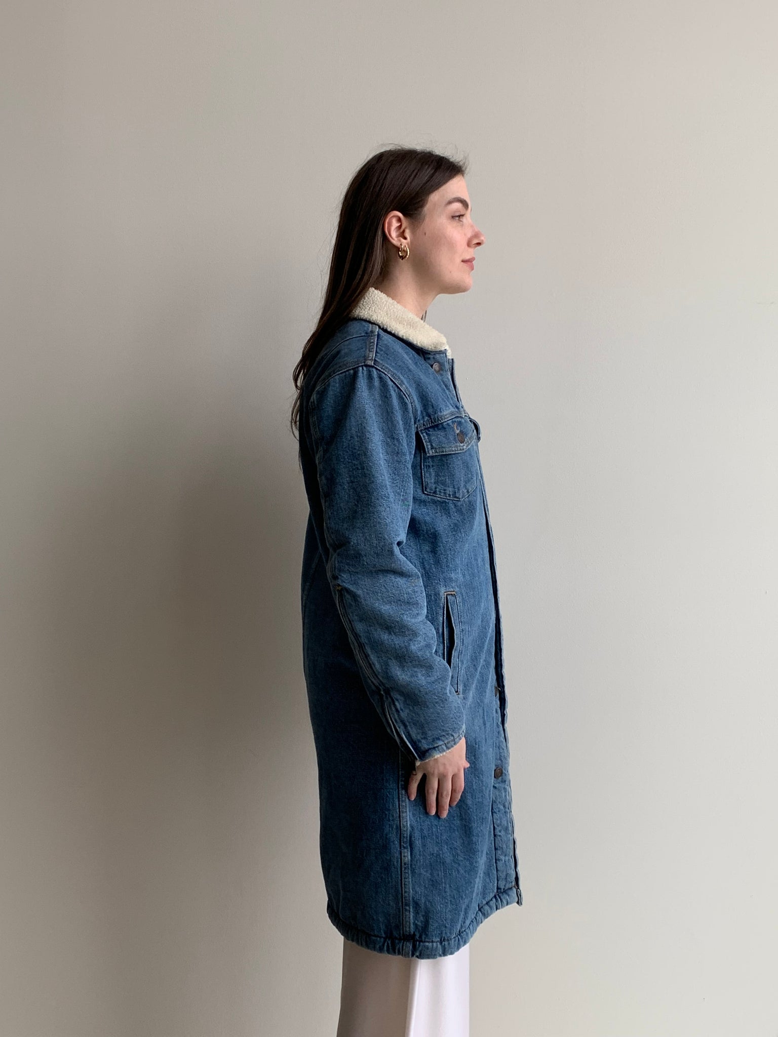 denim sherpa coat