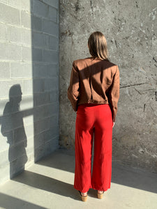 red straight leg pants