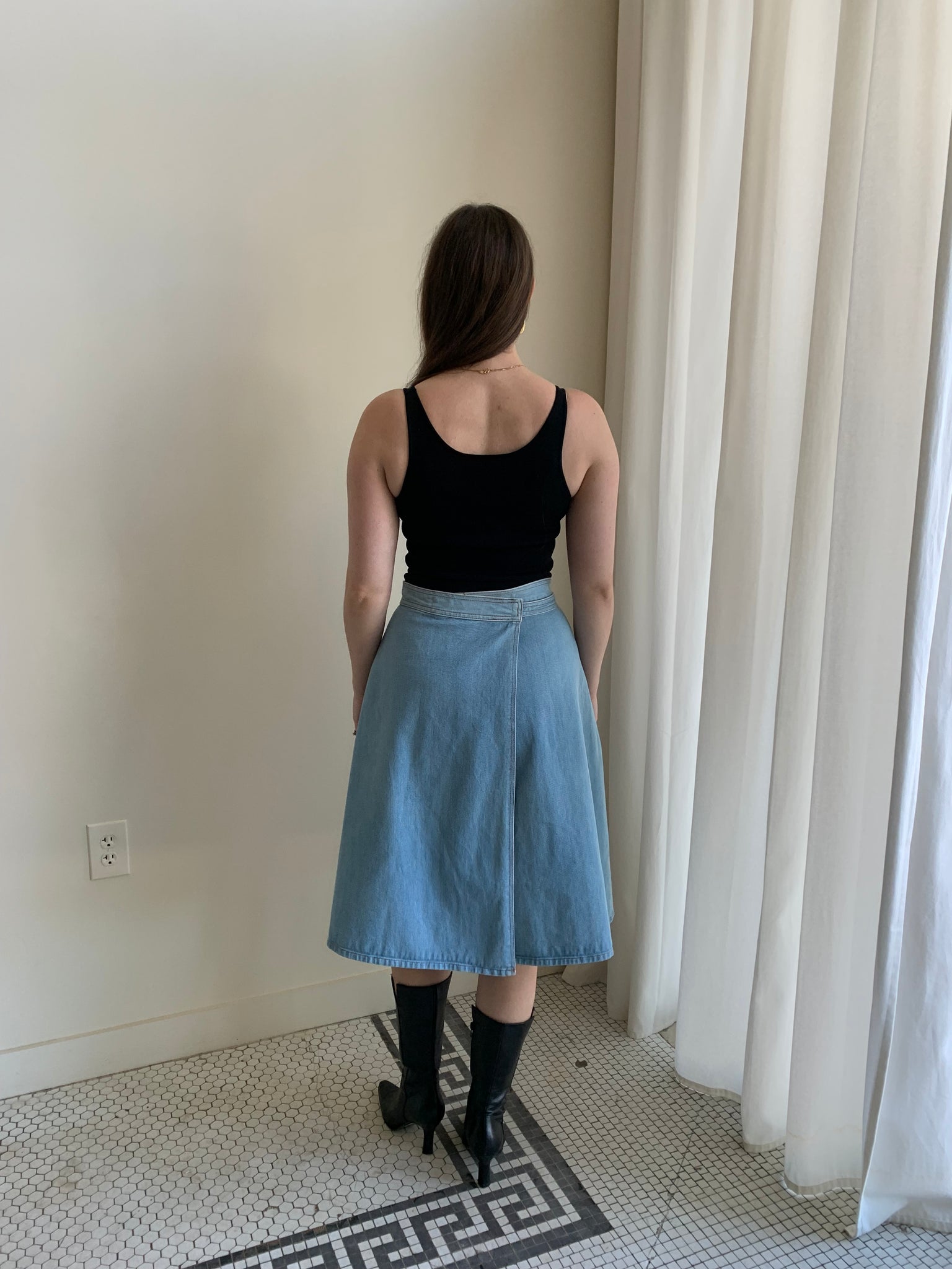 Denim wrap skirt