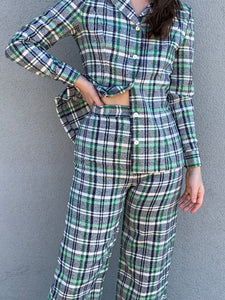 60s plaid pant suit