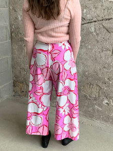 handmade floral wide leg pants