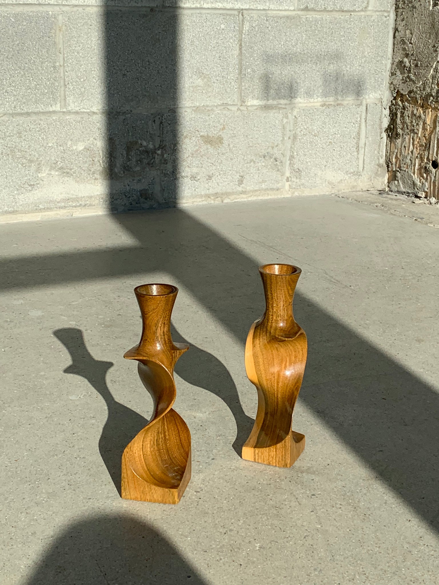 turned wood candlesticks