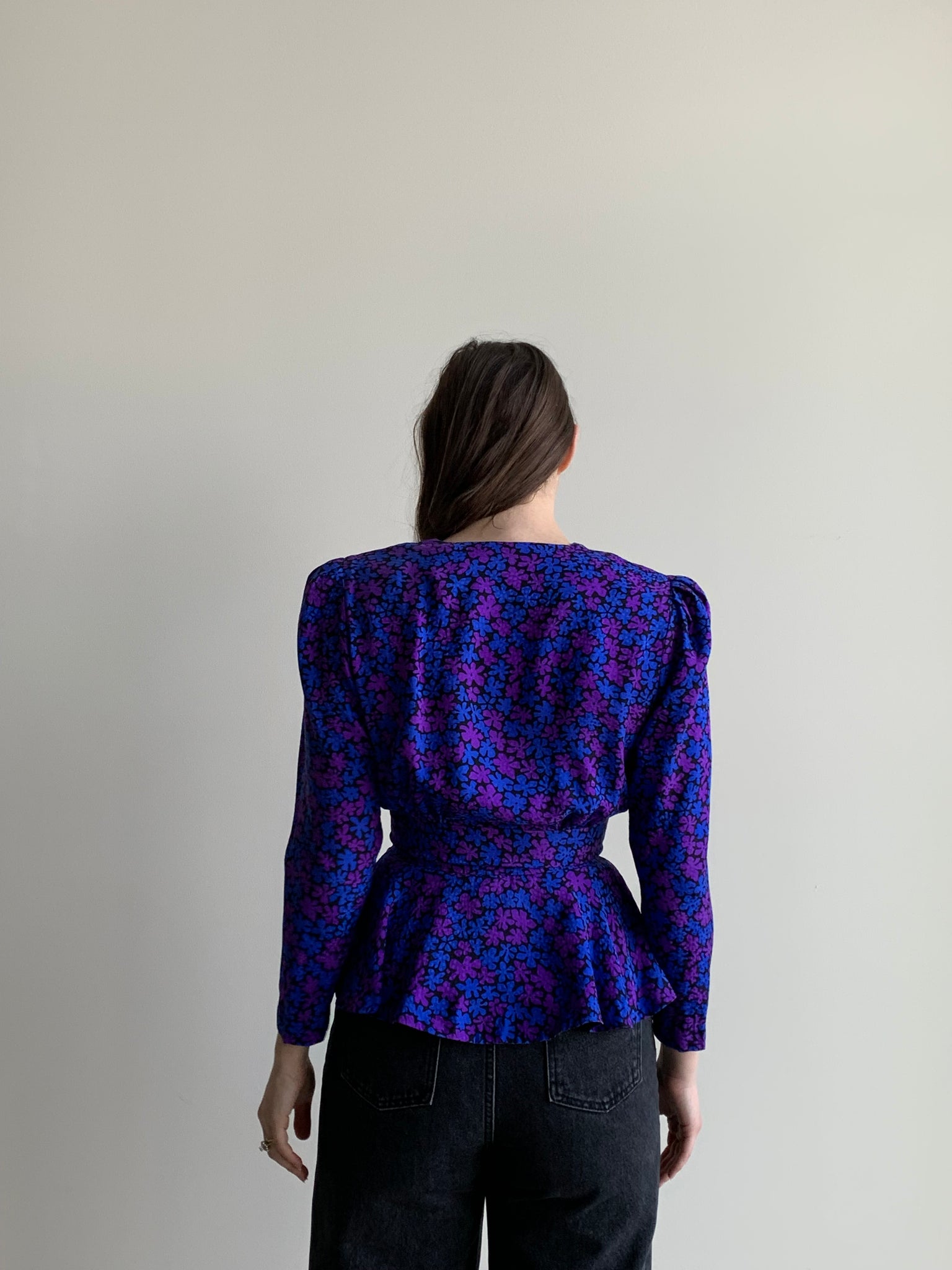 floral silk peplum blouse