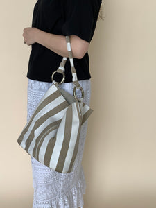 Striped leather vintage shoulder bag