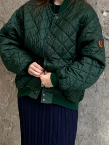 green quilted bomber jacket