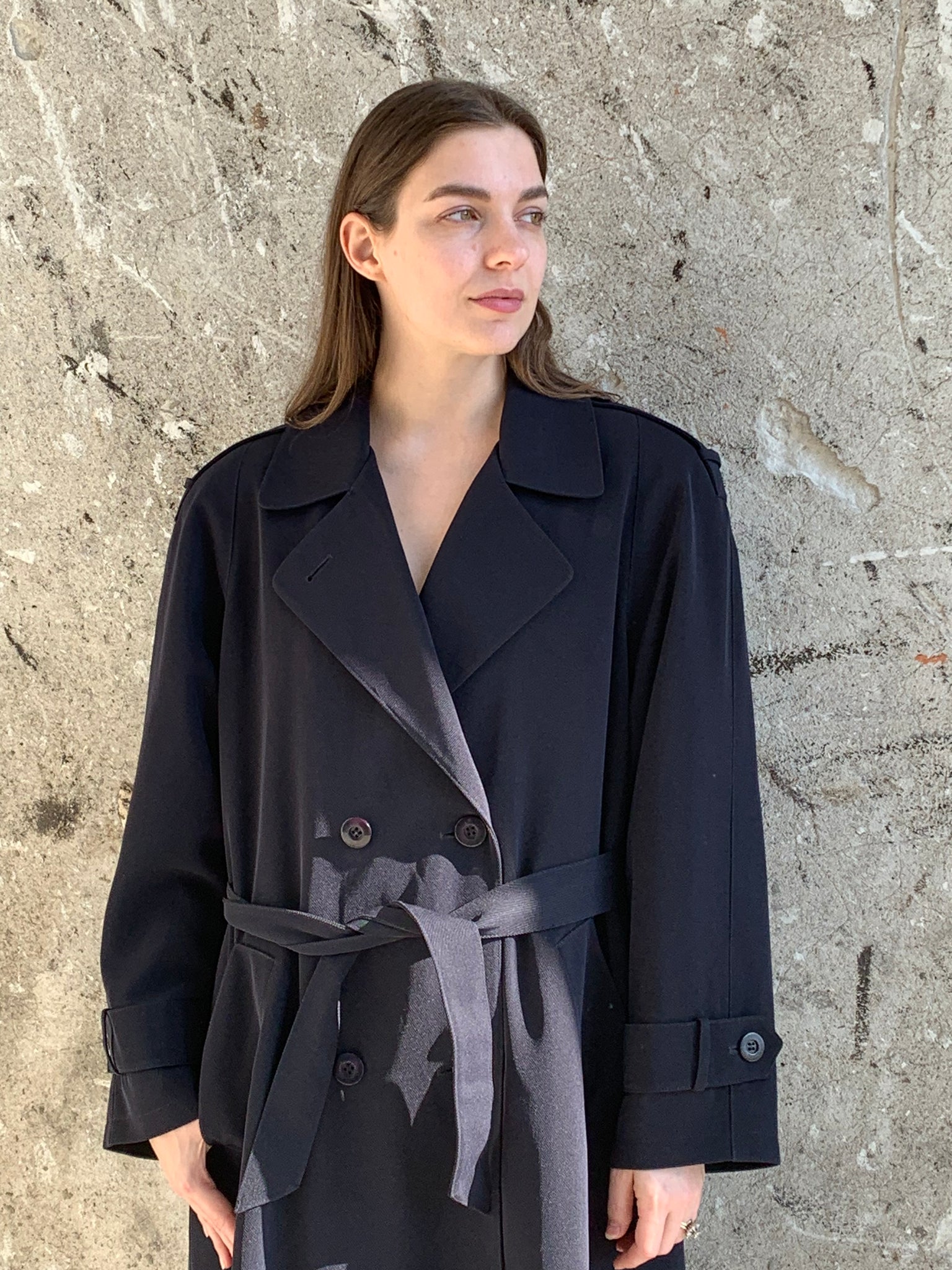 navy trench coat