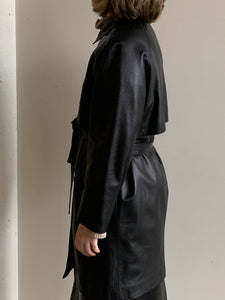 Black leather trench