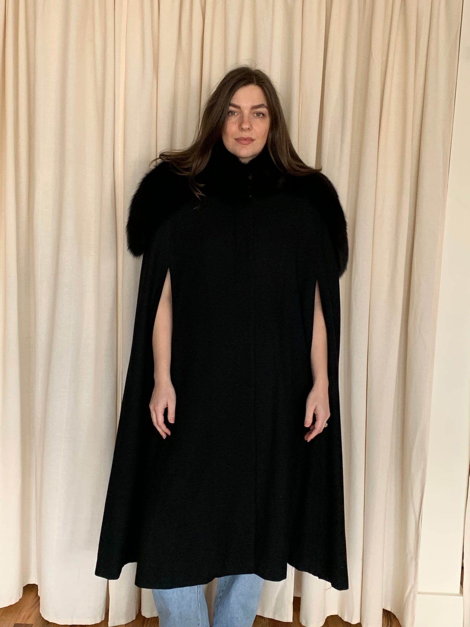 Vintage fur trim cape