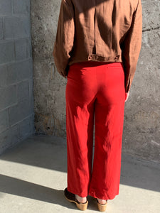 red straight leg pants