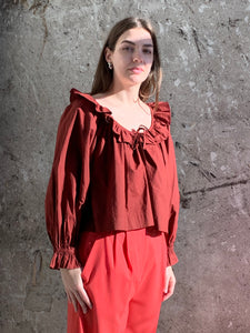 DÔEN red ruffle blouse