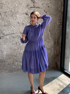 periwinkle shirred vintage dress