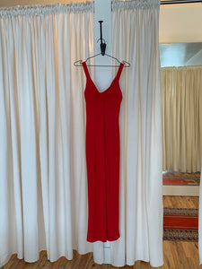 Red maxi cowl neck dress