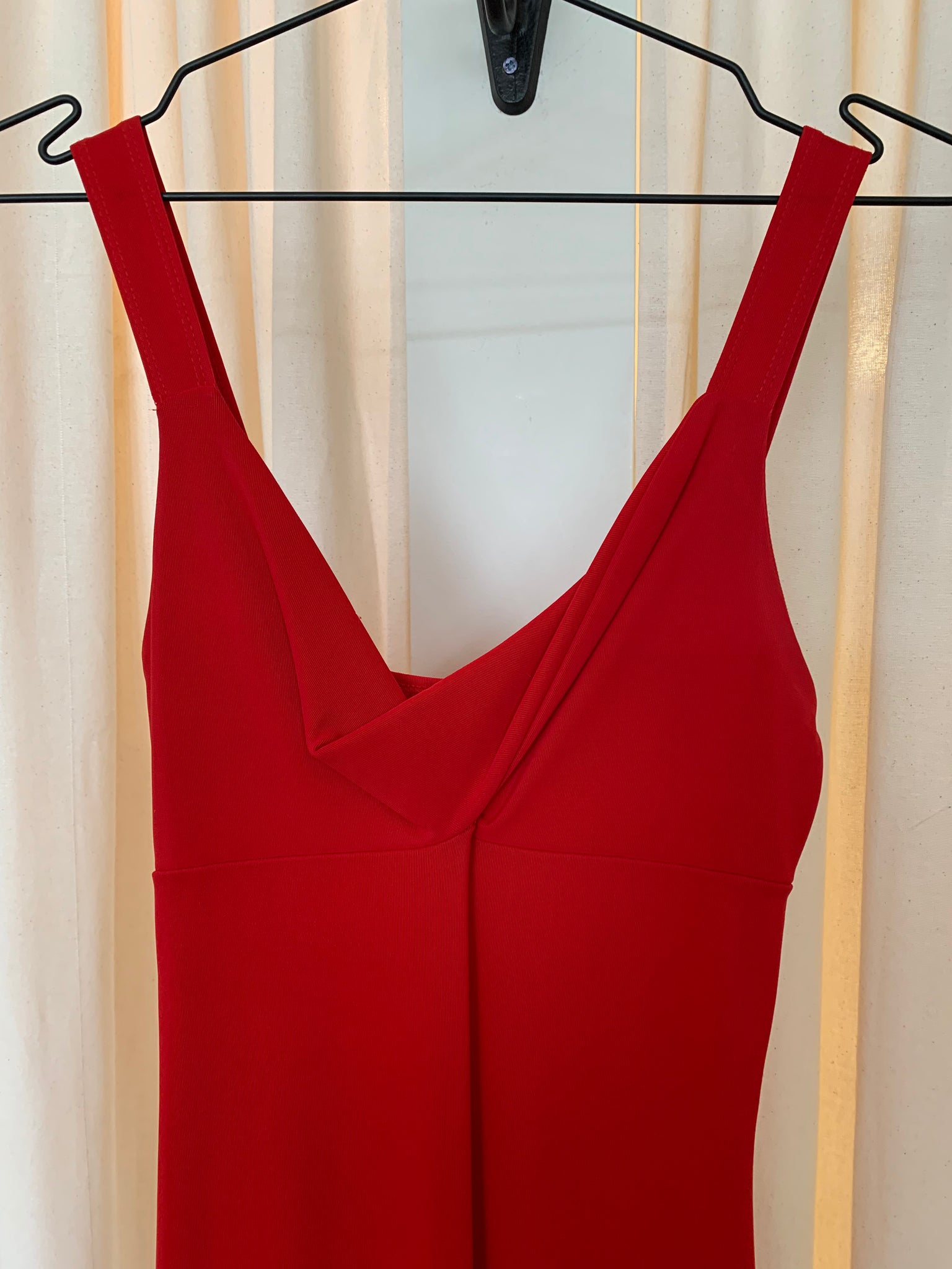 Red maxi cowl neck dress