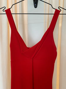 Red maxi cowl neck dress