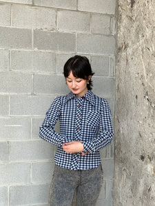 navy gingham button down