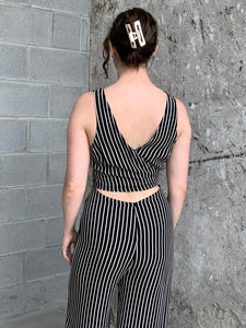 striped wide leg jumpsuit