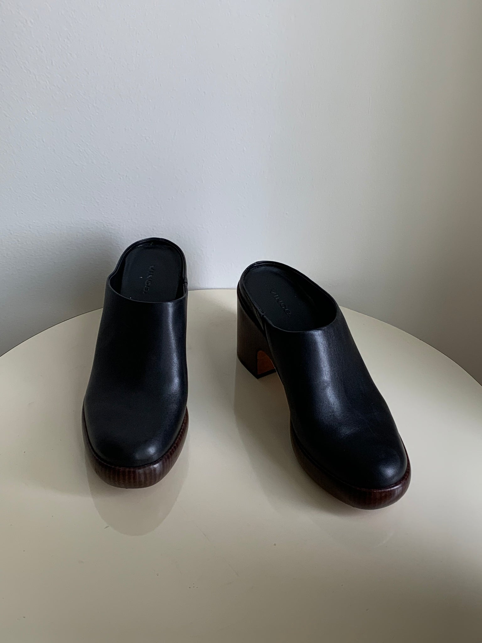 black platform Vince clogs