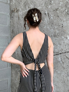 striped wide leg jumpsuit