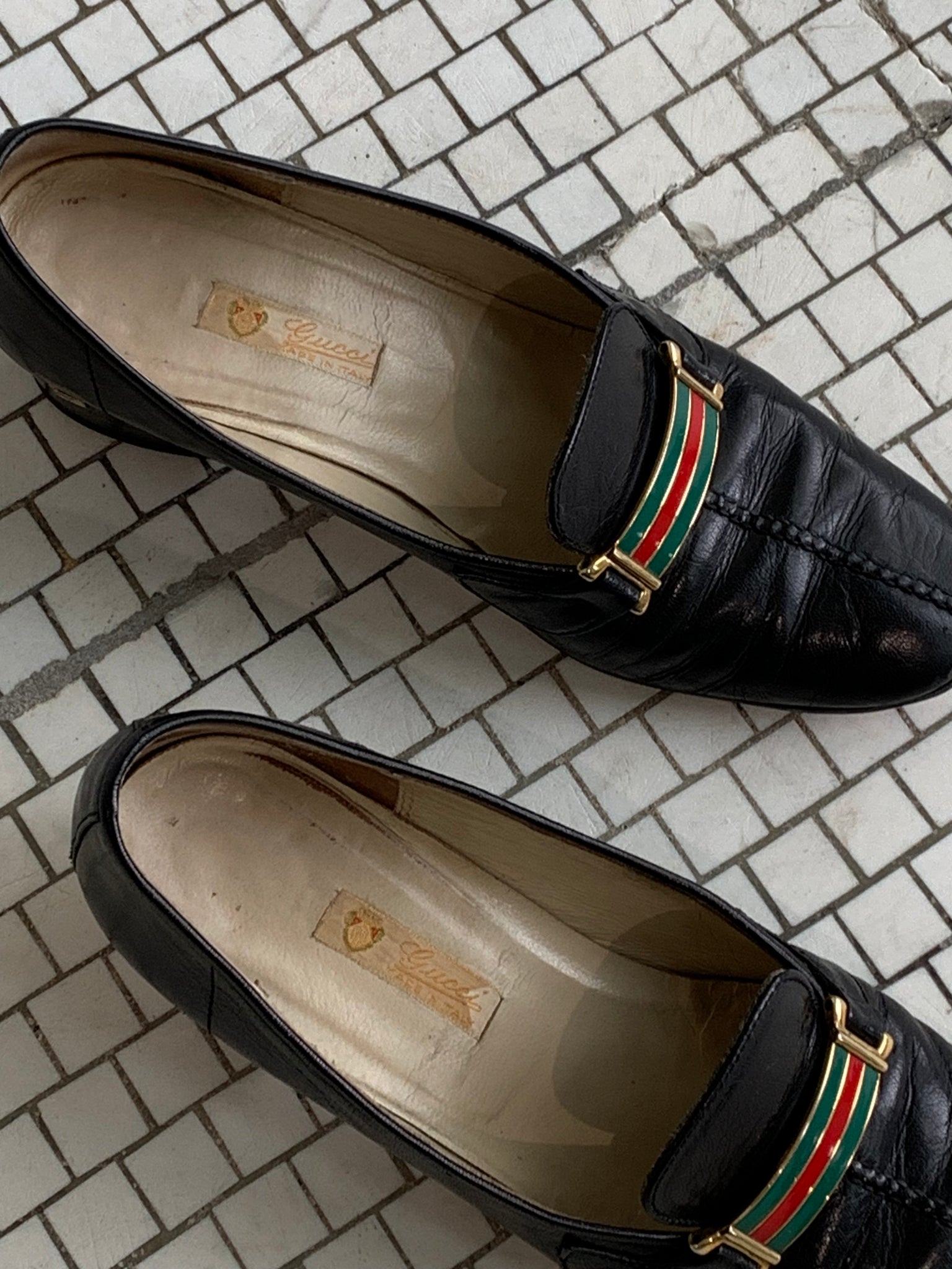 vintage Gucci heeled loafers