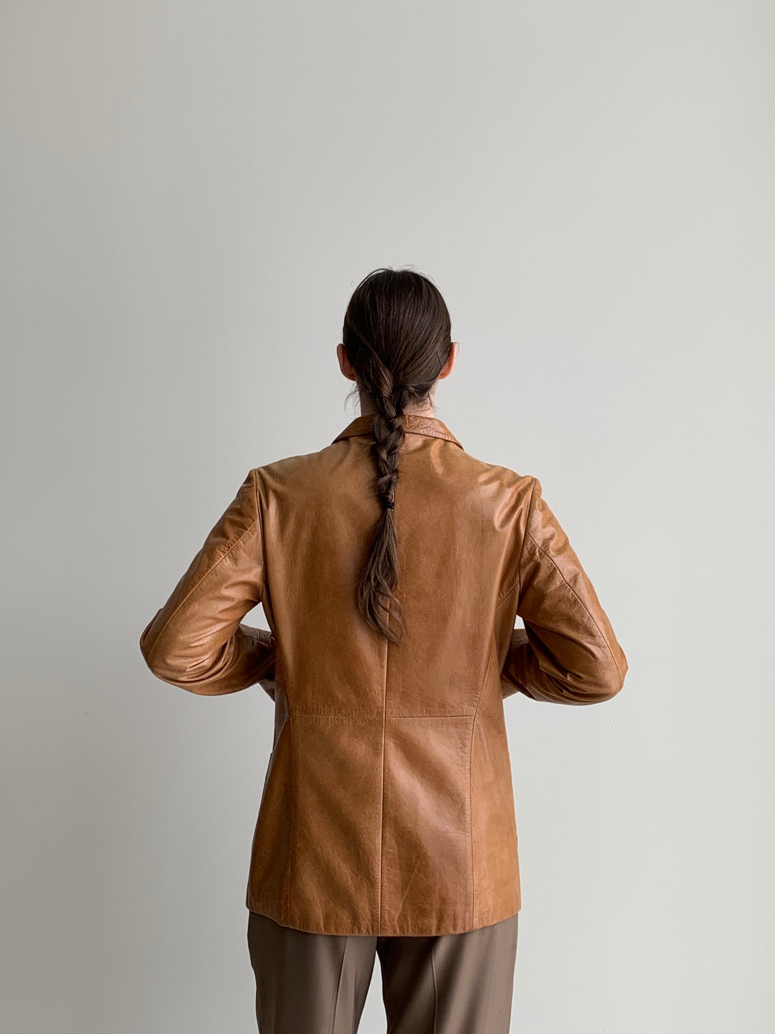 Jil Sander tan leather blazer